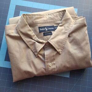 Ralph Lauren Men's Tan Shirt Beige 3x Tall 100% Cotton Luxury